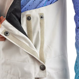 Airblaster Freedom Shell Bib 2025 - White bib with black zipper and snap buttons.