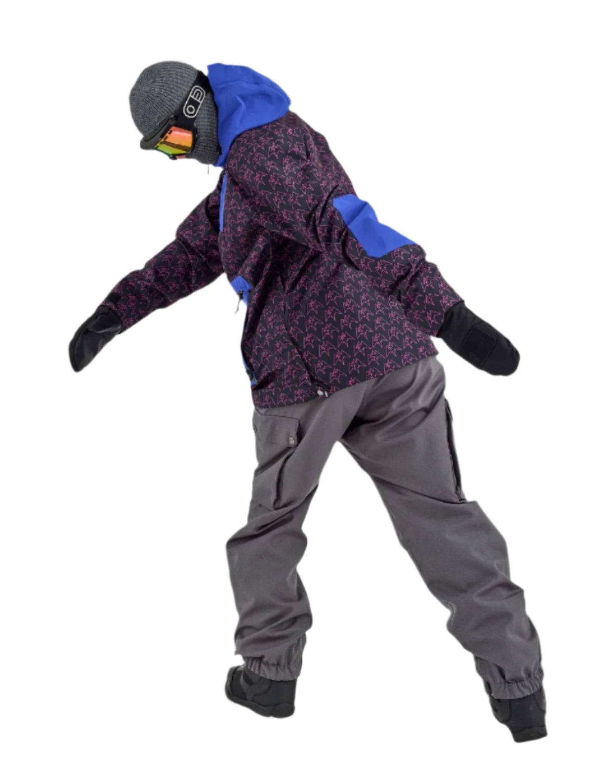 Airblaster Freedom Boss Shell Pant 2025 - Black snow pants with a subtle pink pattern and blue accents on the side pockets.