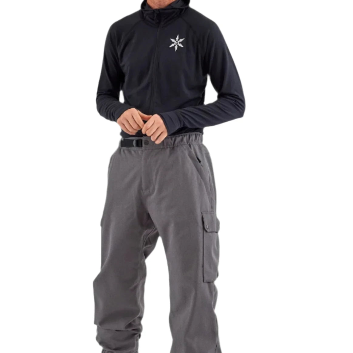 Airblaster Freedom Boss Shell Pant 2025 - Black pants with a white logo on the left thigh.