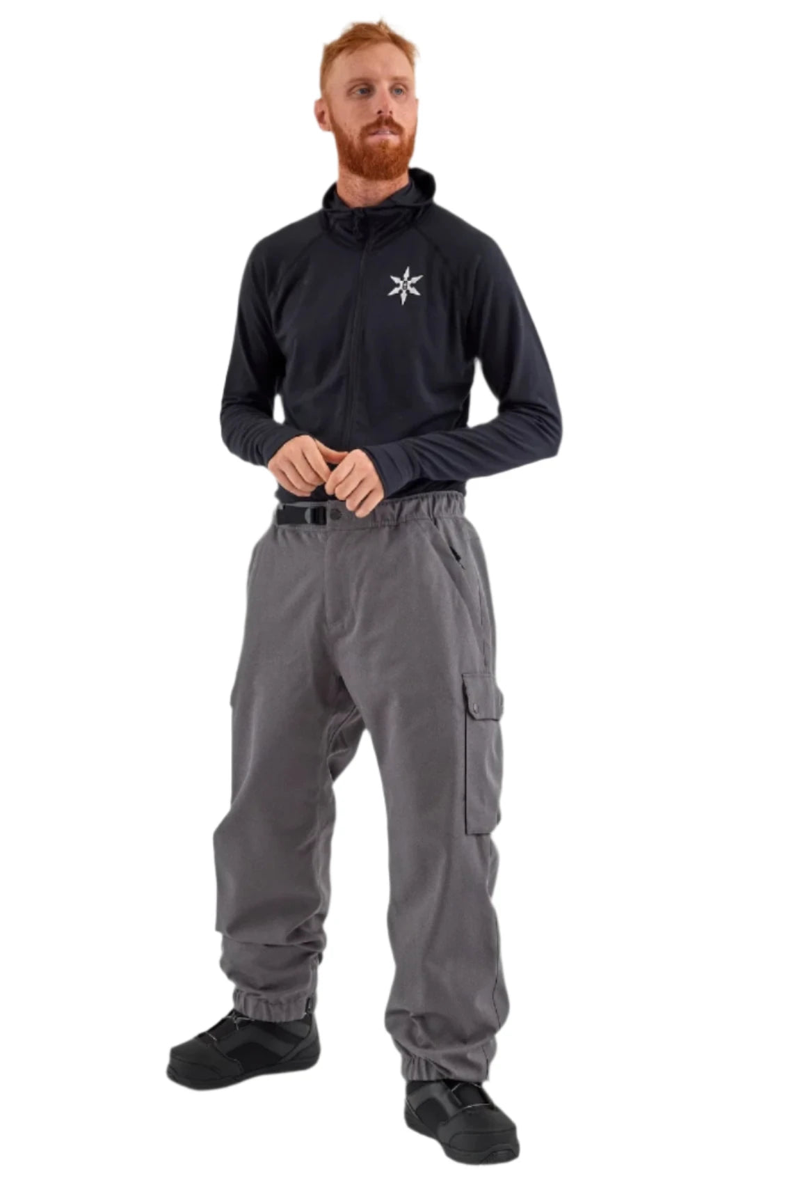 Airblaster Freedom Boss Shell Pant 2025 - Black pants with a white logo on the left thigh.