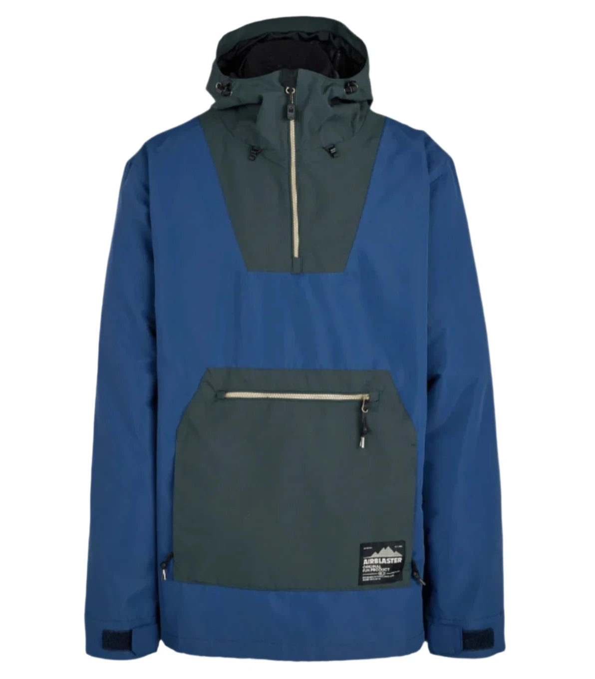Airblaster Freedom Pullover Jacket 2025 - A blue jacket with a hood and zipper down the front.