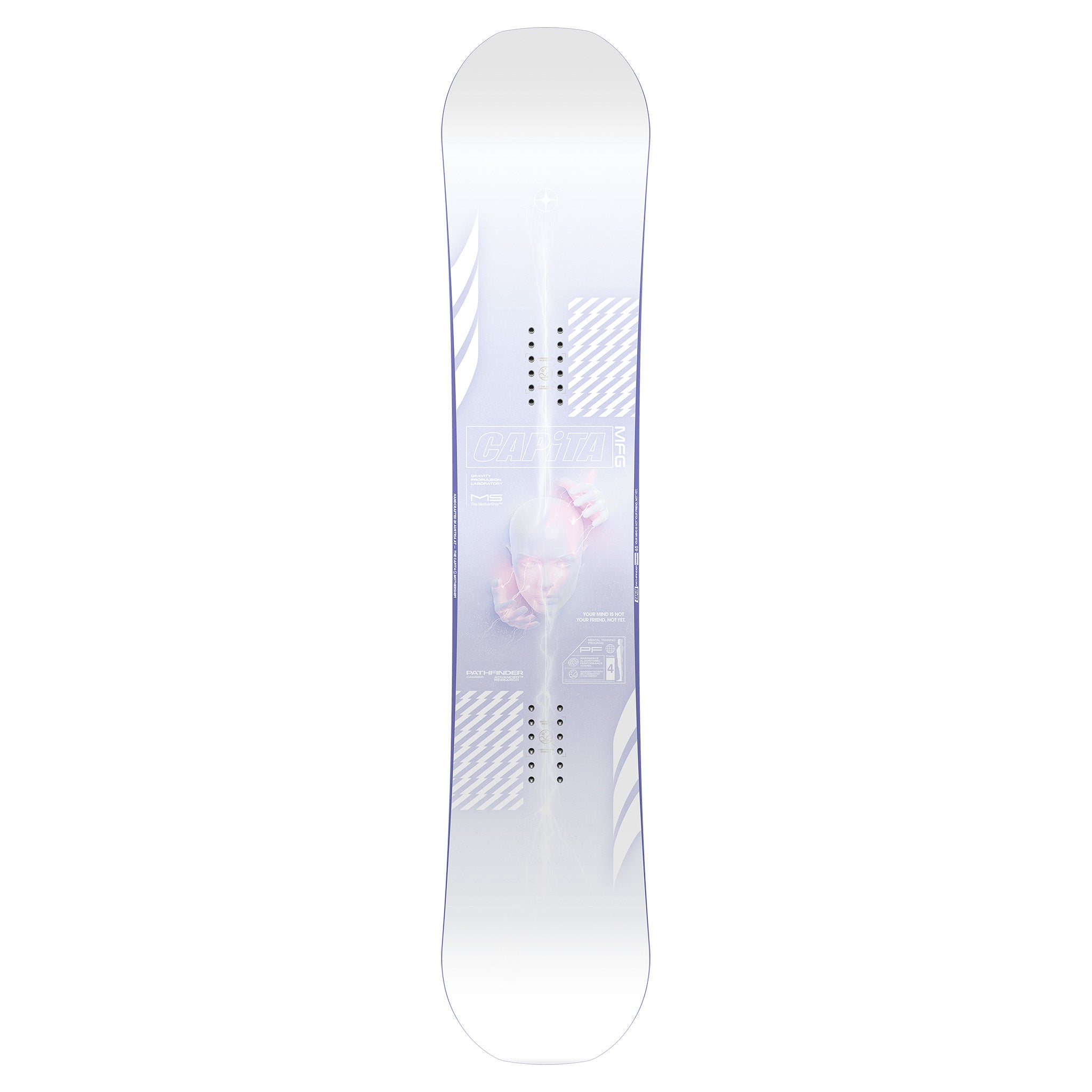 CAPiTA Pathfinder Camber Snowboard 2025- white/purple angle 1