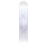 CAPiTA Pathfinder Camber Snowboard 2025 - A snowboard with a light gray background and white diagonal stripes on the top sheet, featuring a man's face in a hat at center.