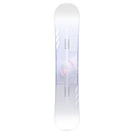 CAPiTA Pathfinder Camber Snowboard 2025 - A snowboard with a light blue background and white diagonal stripes on the top sheet, featuring a man's face in goggles and a helmet.