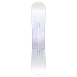 CAPiTA Pathfinder Camber Snowboard 2025 - A snowboard with a dark blue background and white diagonal stripes on the top sheet, featuring a man's face in a helmet at center.
