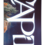 CAPiTA Women's Space Metal Fantasy Snowboard 2026 - A snowboard with a fantasy landscape design featuring mountains, trees and clouds in shades of purple and blue.