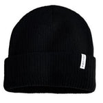 Autumn Junior's Basic Beanie 2025 - Solid black beanie with a small white tag on the front.