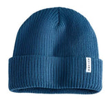 Autumn Junior's Basic Beanie 2025 - A blue beanie with a folded cuff and a small white tag on the front.