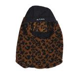 Autumn Hi Tek hood with a brown and black leopard print face panel and black crown.