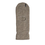 Knitted face mask in cream marl with ribbed cuff and subtle oval detail