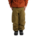 Olive shell pants worn from the front, with a relaxed fit and straight legs