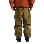 Olive shell pants worn from the back, with an elastic waist and gathered cuffs