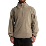 Pebble quarter-zip mock-neck pullover with long sleeves and a small sleeve logo