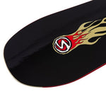 Sims Fakie Snowboard 2025 - A black snowboard with a red and white logo featuring a stylized "S" in the center.
