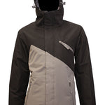 Turbine Flyway Insulated Jacket 2025 - A black jacket with a diagonal grey stripe across the chest and a hood.