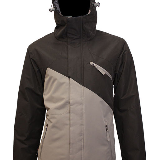 Turbine Flyway Insulated Jacket 2025 - A black jacket with a diagonal grey stripe across the chest and a hood.