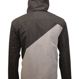 Turbine Flyway Insulated Jacket 2025 - A black jacket with a diagonal white stripe on the back, featuring a hood and zippered pockets.