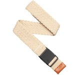 Arcade Futureweave Belt 2025 - A cream-colored belt with a woven pattern and black buckle.