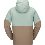 Volcom 2L GORE-TEX Shell Jacket 2025 - A light blue and brown jacket with a hood, featuring two zippered pockets on the front.