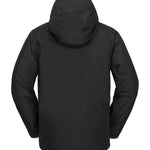 Volcom Men's Dua Insulated GORE-TEX Jacket - A black jacket with a hood, featuring a zippered front and two side pockets.