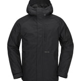 Volcom Men's Dua Insulated GORE-TEX Jacket - A black jacket with a hood, featuring a zippered chest pocket and two side pockets.