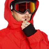 Volcom Men's Dua Insulated GORE-TEX Jacket - A black jacket with a hood, featuring a white logo on the left chest and a zipper closure.