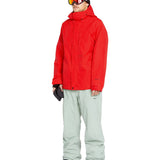 Volcom Men's Dua Insulated GORE-TEX Jacket - A red jacket with a hood, featuring black zippers and a chest pocket.