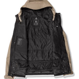 Volcom Men's Dua Insulated GORE-TEX Jacket - A black jacket with a hood, featuring a white logo on the chest and a zipper closure.