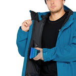 Volcom Men's Dua Insulated GORE-TEX Jacket - A blue jacket with a black zipper and two zippered pockets on the front.