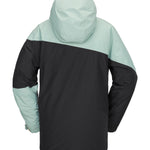 Volcom Primary Insulated Jacket 2025 - A black jacket with a light blue stripe across the chest and down the sleeves.