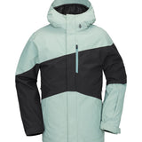 Volcom Primary Insulated Jacket 2025 - A light blue jacket with a black stripe across the chest and two zippered pockets on either side.