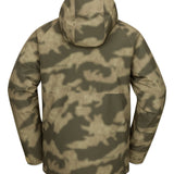 Volcom 2836 Insulated Jacket - A dark green jacket with a subtle, pixelated camouflage pattern and a hood.