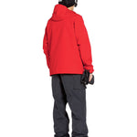 Volcom 2836 Insulated Jacket - A red jacket with a hood, featuring a zipper and two pockets on the front.