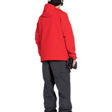 Volcom 2836 Insulated Jacket - A red jacket with a hood, featuring a zipper and two pockets on the front.