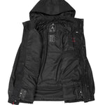 Volcom Longo GORE-TEX Jacket 2025 - A black jacket with a hood, featuring white lettering and logos on the chest and sleeve.