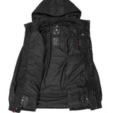 Volcom Longo GORE-TEX Jacket 2025 - A black jacket with a hood, featuring white lettering and logos on the chest and sleeve.
