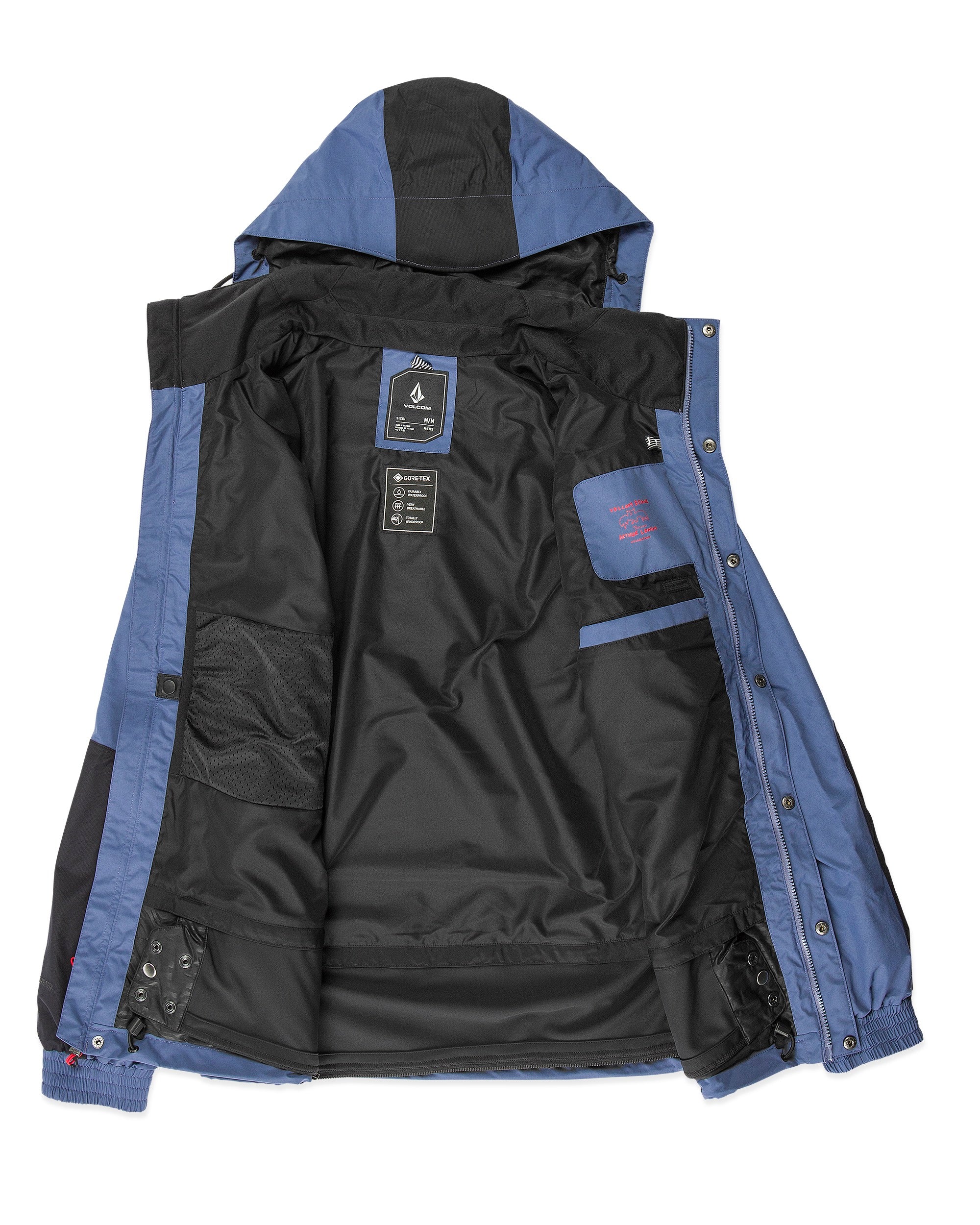 Volcom Longo GORE-TEX Jacket 2025 - A black and blue jacket with a hood, featuring a white logo on the chest.