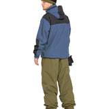 Volcom Longo GORE-TEX Jacket - A blue jacket with black accents and a hood, featuring a zipper closure on the front.