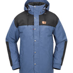 Volcom Longo GORE-TEX Jacket 2025 - A blue and black jacket with a hood, featuring silver snap buttons down the front.