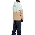 Volcom 2L Insulated GORE-TEX Jacket - A tan and light green jacket with a hood, featuring two zippered pockets on the front.