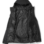 Volcom 2L Insulated GORE-TEX Jacket - A black jacket with a hood, featuring a zippered front and two pockets on either side.