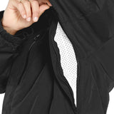 Volcom 2L Insulated GORE-TEX Jacket - A black jacket with a zippered front and two chest pockets, featuring a white logo on the left sleeve.