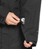Volcom 2L Insulated GORE-TEX Jacket - A black jacket with a white logo on the left chest and a zipper closure.