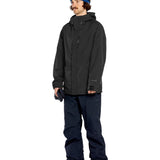 Volcom 2L Insulated GORE-TEX Jacket - A black jacket with a hood, featuring a zippered front and two side pockets.