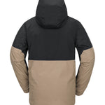 Volcom 2L Insulated GORE-TEX Jacket - A black and tan jacket with a hood, featuring two zippered pockets on the front.