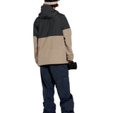 Volcom 2L Insulated GORE-TEX Jacket - A tan and black jacket with a hood, featuring two zippered pockets on the front.