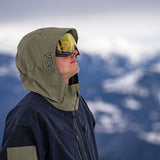 Volcom V.CO WFO Shell Jacket 2025 - A dark blue jacket with a hood, featuring a black zipper and a small logo on the left chest.