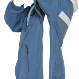 Volcom Longo 20K Pullover Jacket - A blue jacket with a white zipper and black drawstrings on the hood.