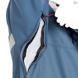 Volcom Longo 20K Pullover Jacket - A blue jacket with a white stripe on the left sleeve and a zipper down the front.