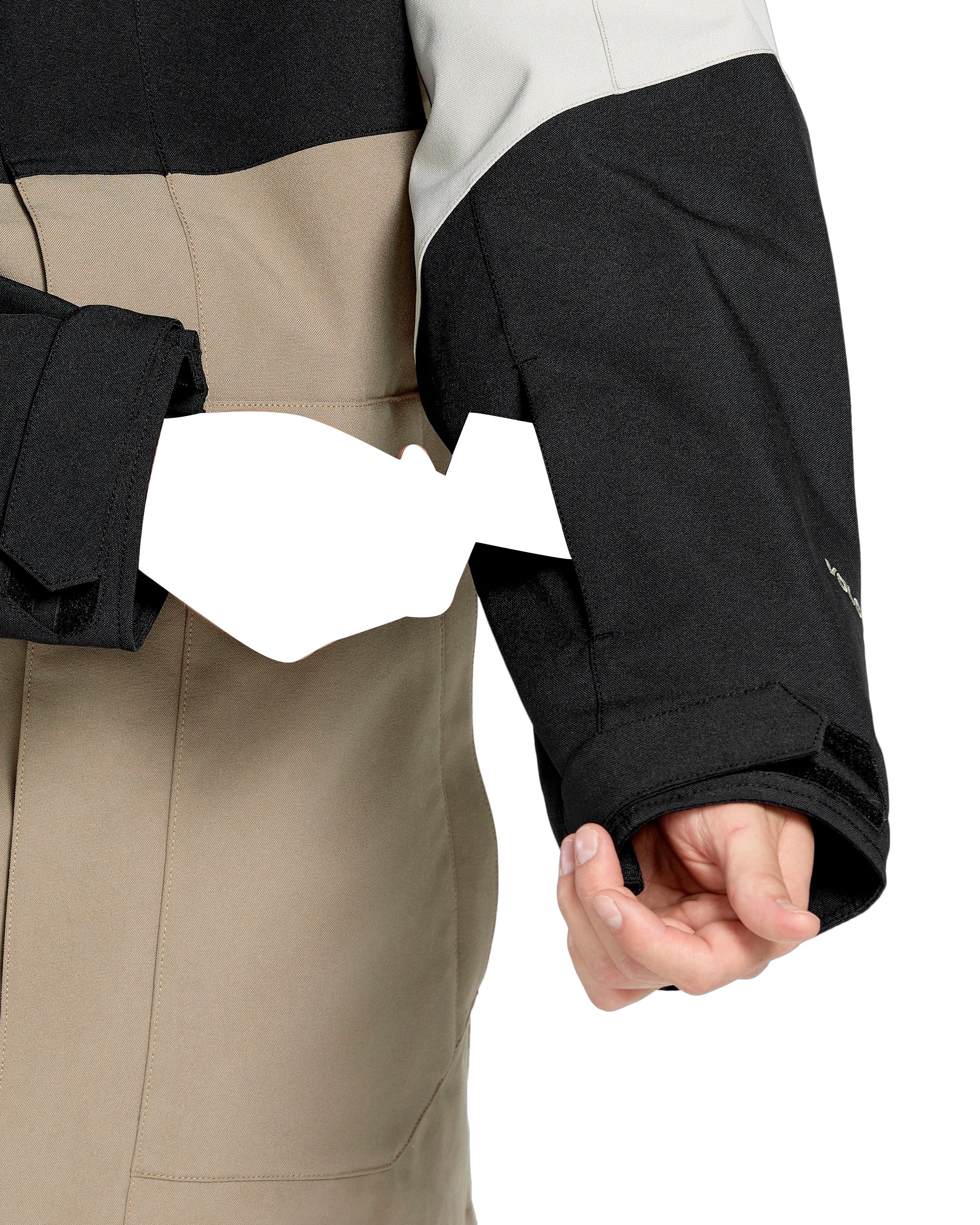 Volcom Brighton FZ Shell Jacket - A black jacket with a white logo on the left chest and a zippered pocket on the right side.